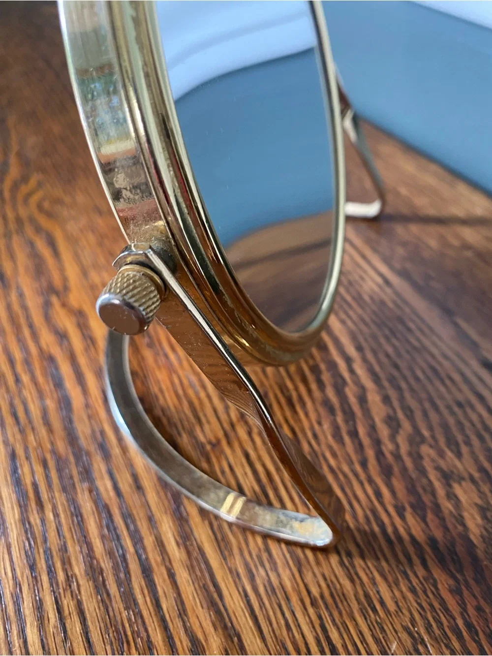 Vintage Brass Vanity Mirror Swivel Two Sided Magnifying - Mid Century / Art Deco